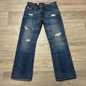 AG Adriano Goldschmied Protege Straight Leg Distressed Jeans Size 30 Western